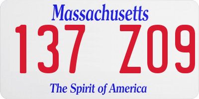 MA license plate 137ZO9