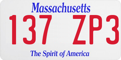MA license plate 137ZP3