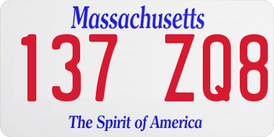 MA license plate 137ZQ8