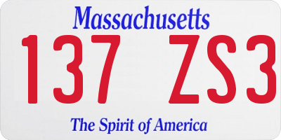 MA license plate 137ZS3