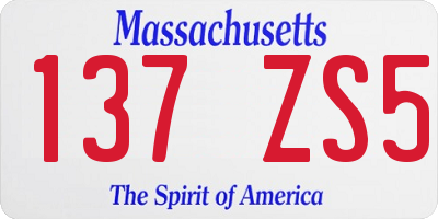 MA license plate 137ZS5