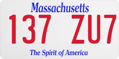 MA license plate 137ZU7