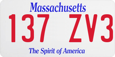 MA license plate 137ZV3