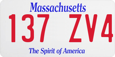 MA license plate 137ZV4