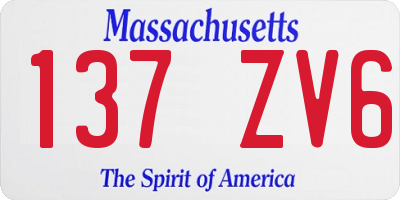 MA license plate 137ZV6