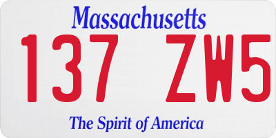 MA license plate 137ZW5