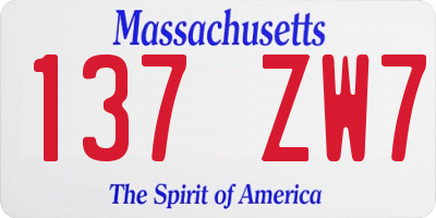 MA license plate 137ZW7