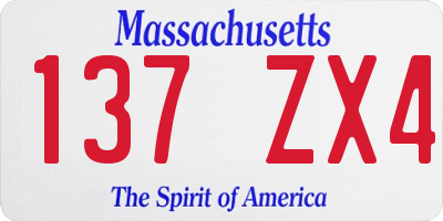 MA license plate 137ZX4