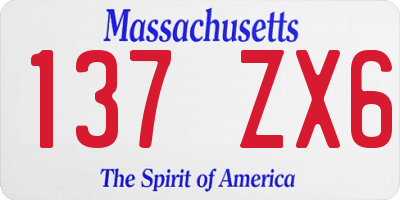 MA license plate 137ZX6
