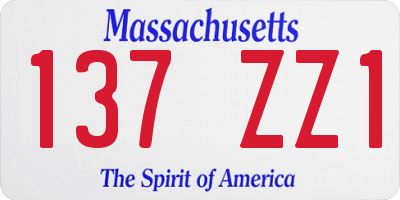 MA license plate 137ZZ1