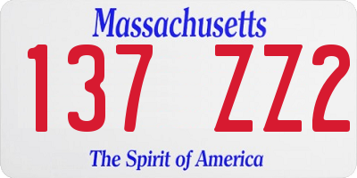 MA license plate 137ZZ2