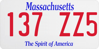 MA license plate 137ZZ5