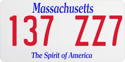 MA license plate 137ZZ7