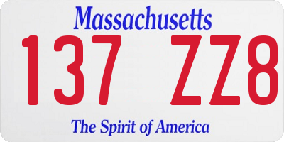 MA license plate 137ZZ8