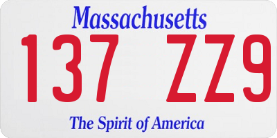 MA license plate 137ZZ9