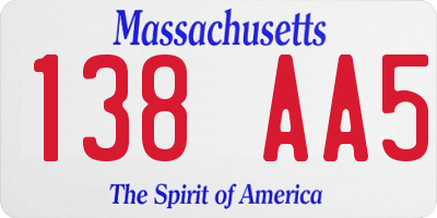 MA license plate 138AA5
