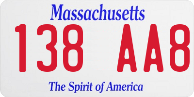 MA license plate 138AA8
