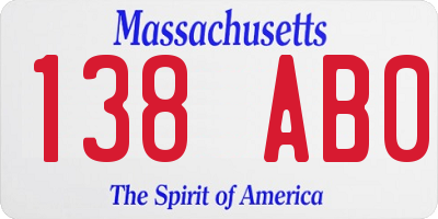 MA license plate 138AB0