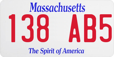 MA license plate 138AB5