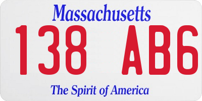 MA license plate 138AB6