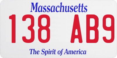 MA license plate 138AB9