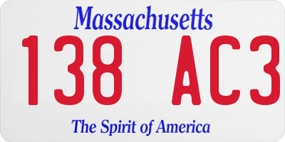 MA license plate 138AC3