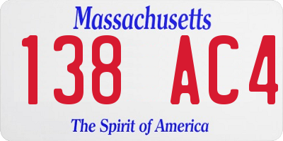 MA license plate 138AC4