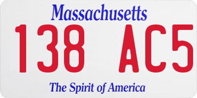 MA license plate 138AC5