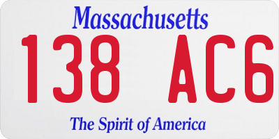 MA license plate 138AC6