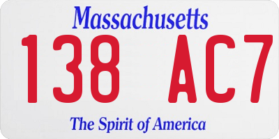 MA license plate 138AC7