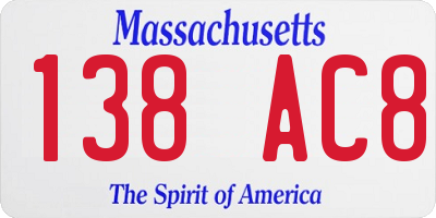 MA license plate 138AC8