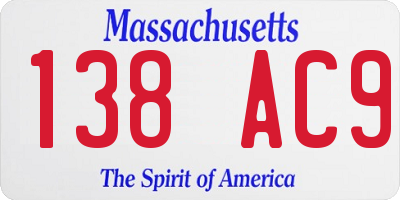 MA license plate 138AC9