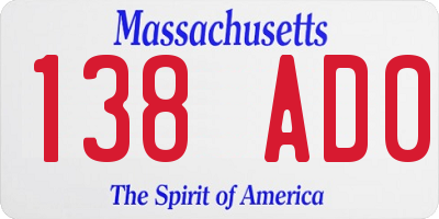 MA license plate 138AD0