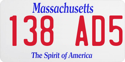 MA license plate 138AD5