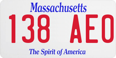 MA license plate 138AE0