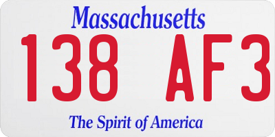MA license plate 138AF3