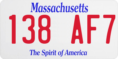 MA license plate 138AF7