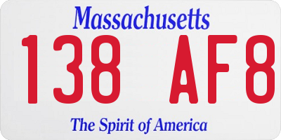 MA license plate 138AF8