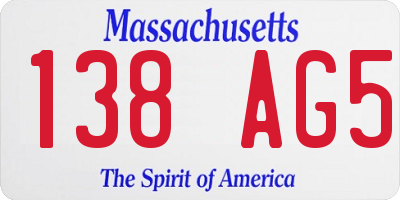 MA license plate 138AG5