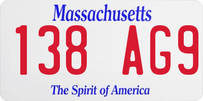 MA license plate 138AG9