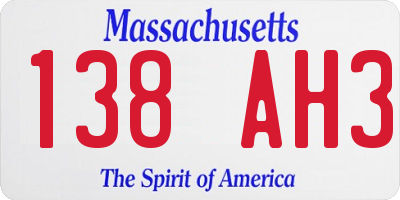 MA license plate 138AH3