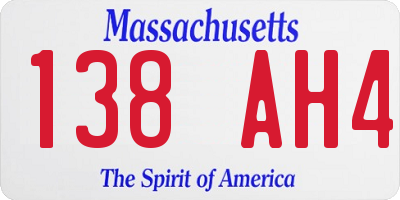 MA license plate 138AH4
