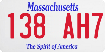 MA license plate 138AH7