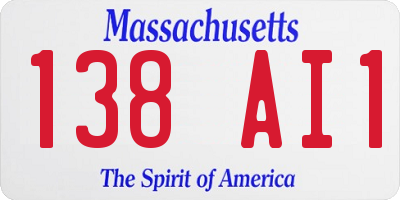 MA license plate 138AI1