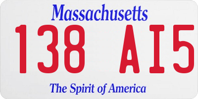 MA license plate 138AI5