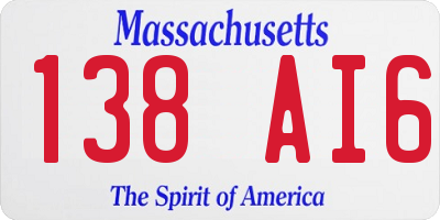 MA license plate 138AI6