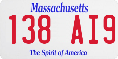 MA license plate 138AI9