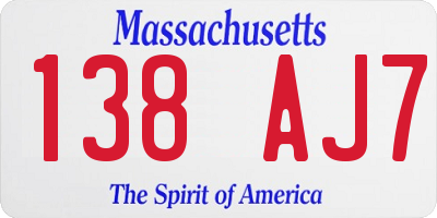 MA license plate 138AJ7