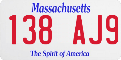 MA license plate 138AJ9
