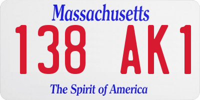 MA license plate 138AK1
